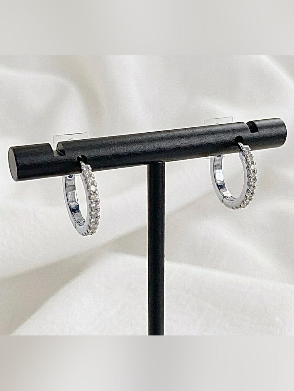 Silver plated women’s 12mm hoop Huggie cubic zirconia earrings hypoallergenic